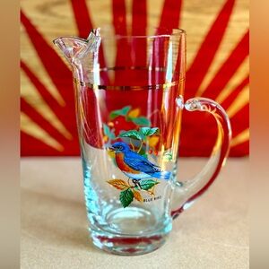 Vintage Hand Painted Songbird Pitcher by West Virginia Glass